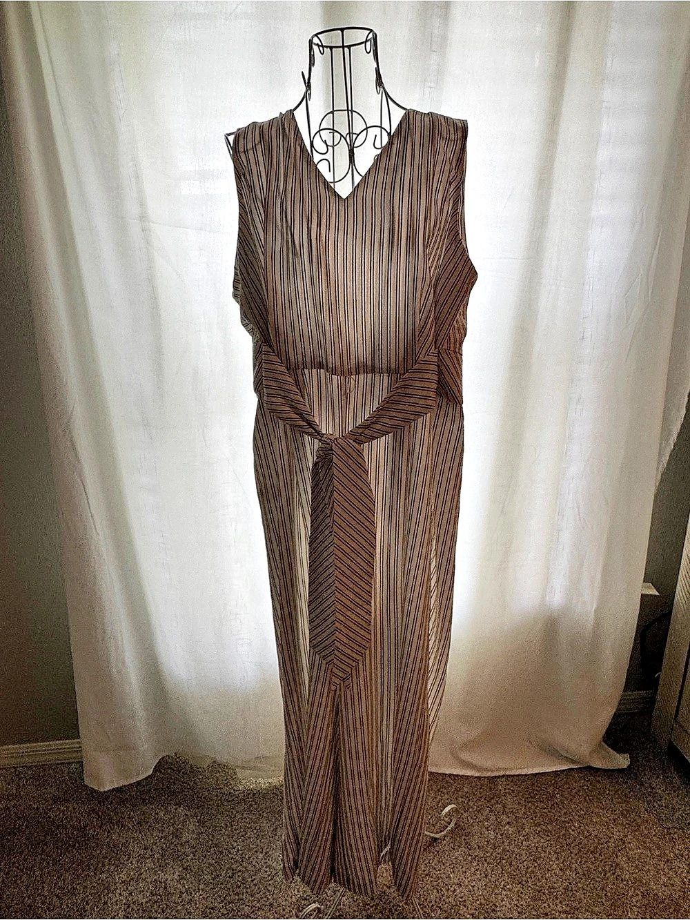 Calvin Klein Striped jumpsuit in Black & White Size 10 Like New